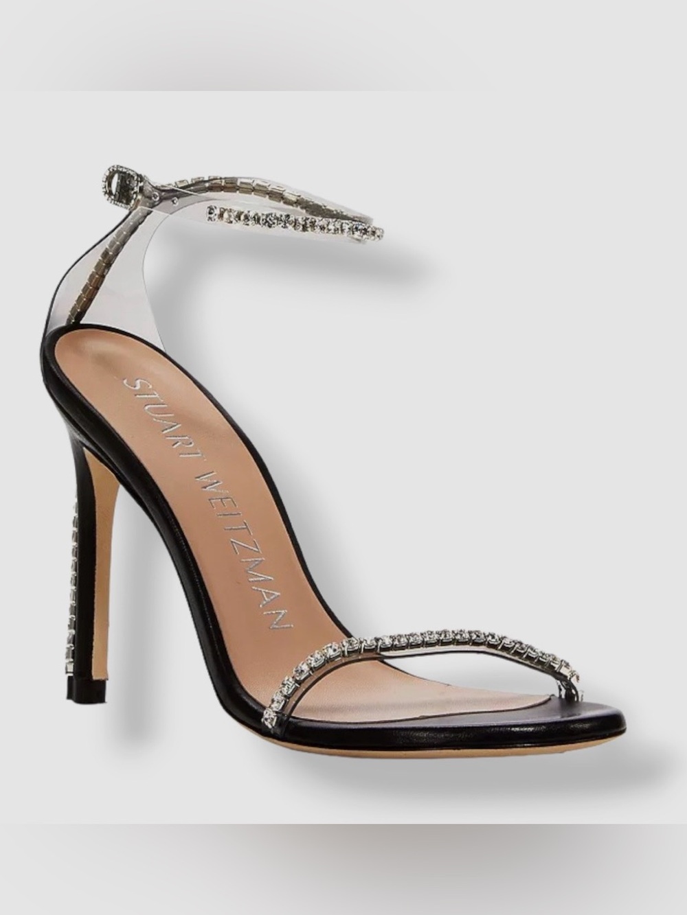 Stuart Weitzman Nudist Glam Sandals Crystal-Embellished Straps Women's Size 8.5